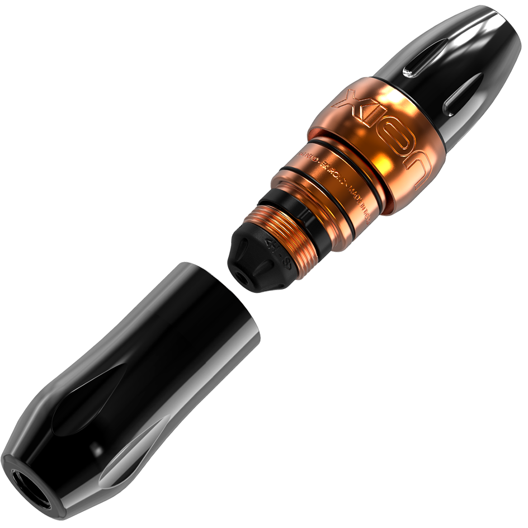 Spektra Xion in black with a tangerine band on the machine body