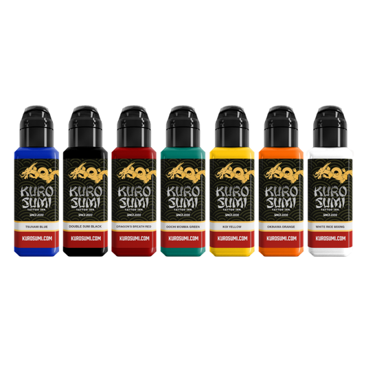 Master Set 7 inks | Kuro Sumi Tattoo Ink | 7 bottles 1/2oz each