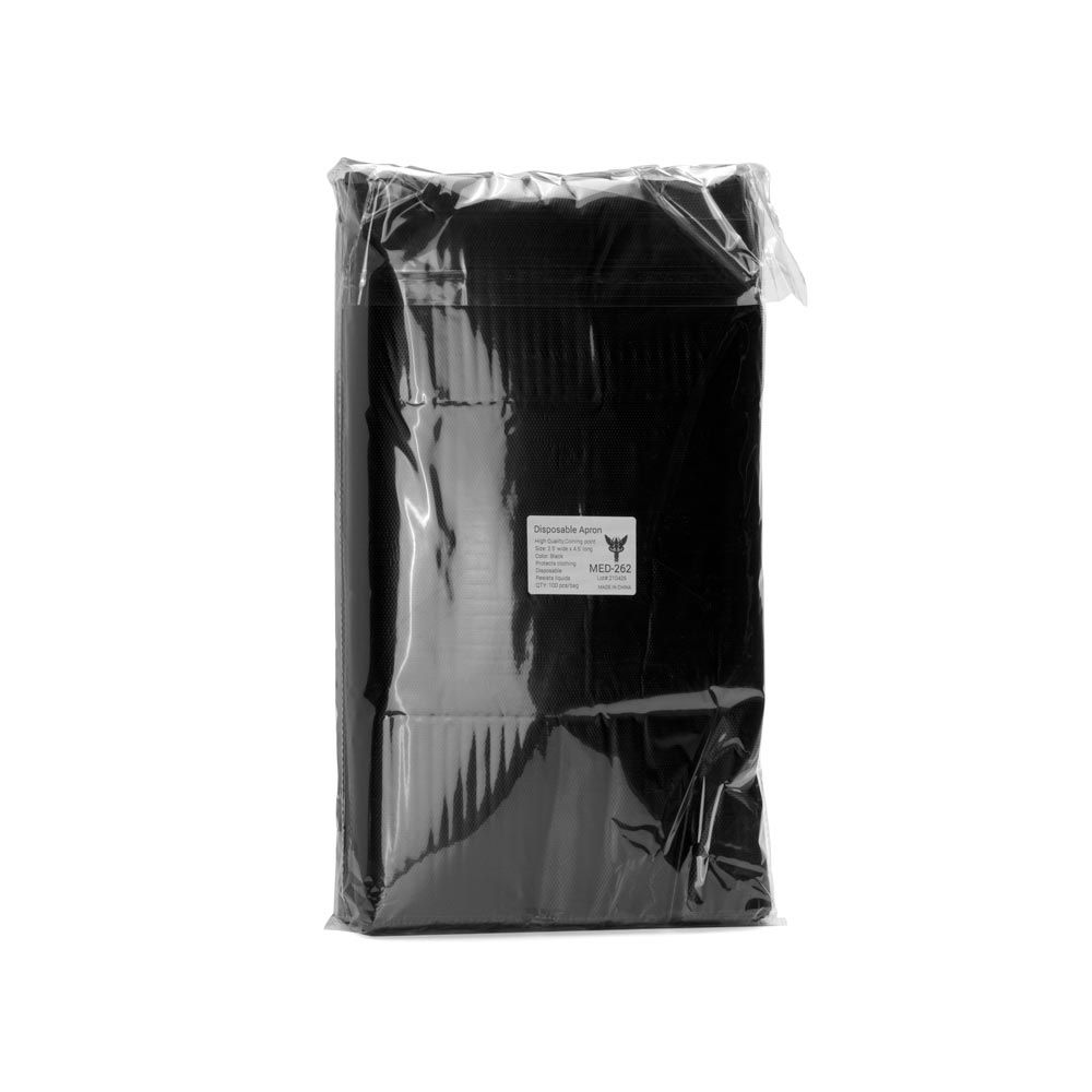 Disposable Black Apron - Barrier Protection - 100 Aprons