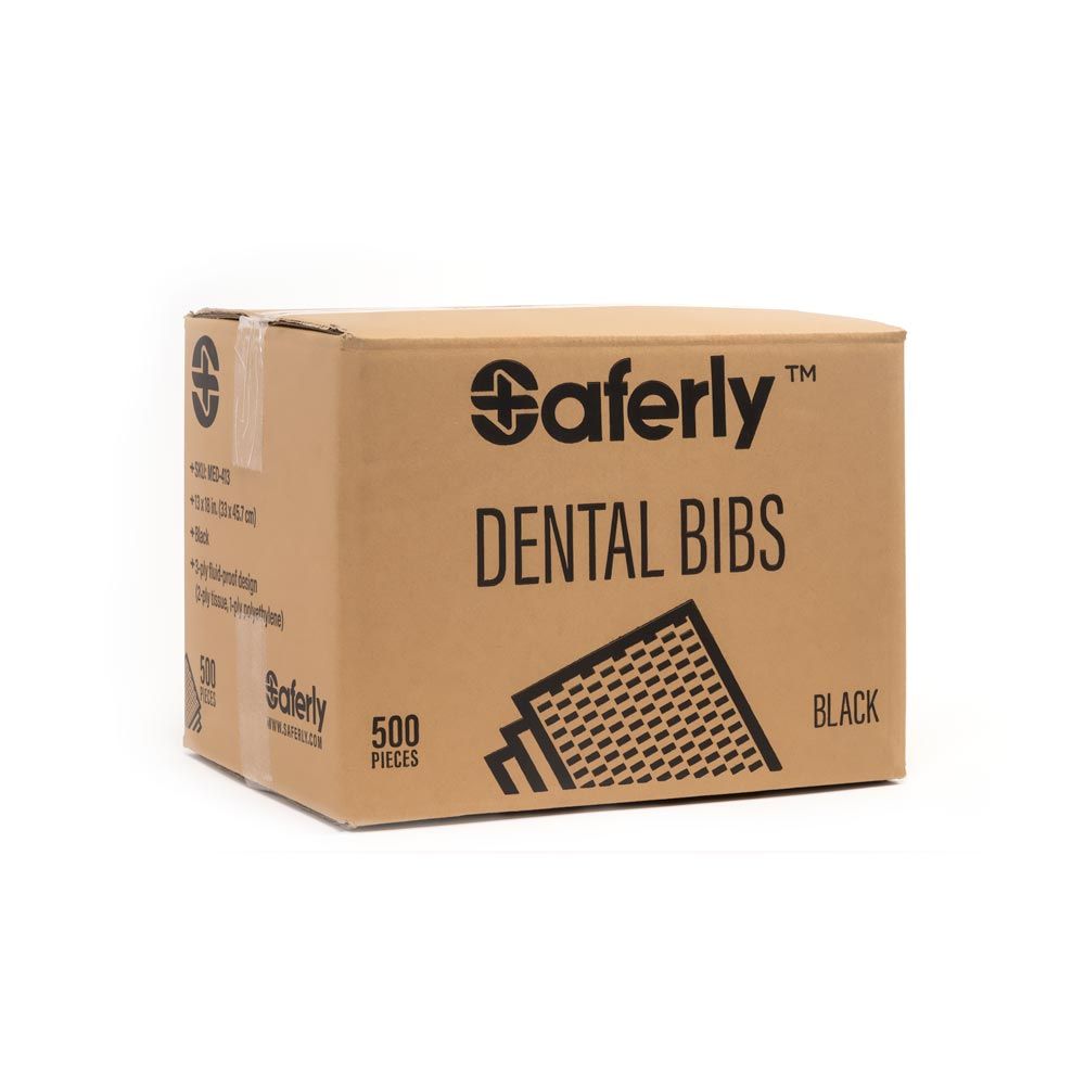 Saferly Medical Black Dental Bibs 13” x 18” Case of 500