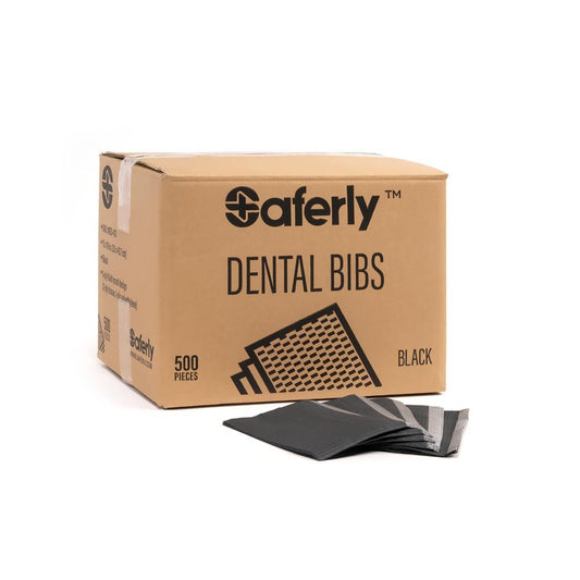 Saferly Medical Black Dental Bibs — 13” x 18” — Case of 500 - Darklab Tattoo Supplies Saferly Medical Black Dental Bibs — 13” x 18” — Case of 500