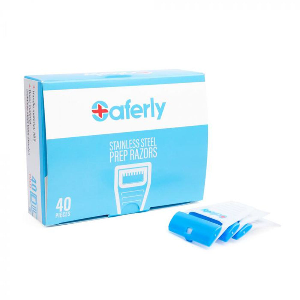 Saferly Stainless Steel Disposable Skin Prep Razors - 40/bx