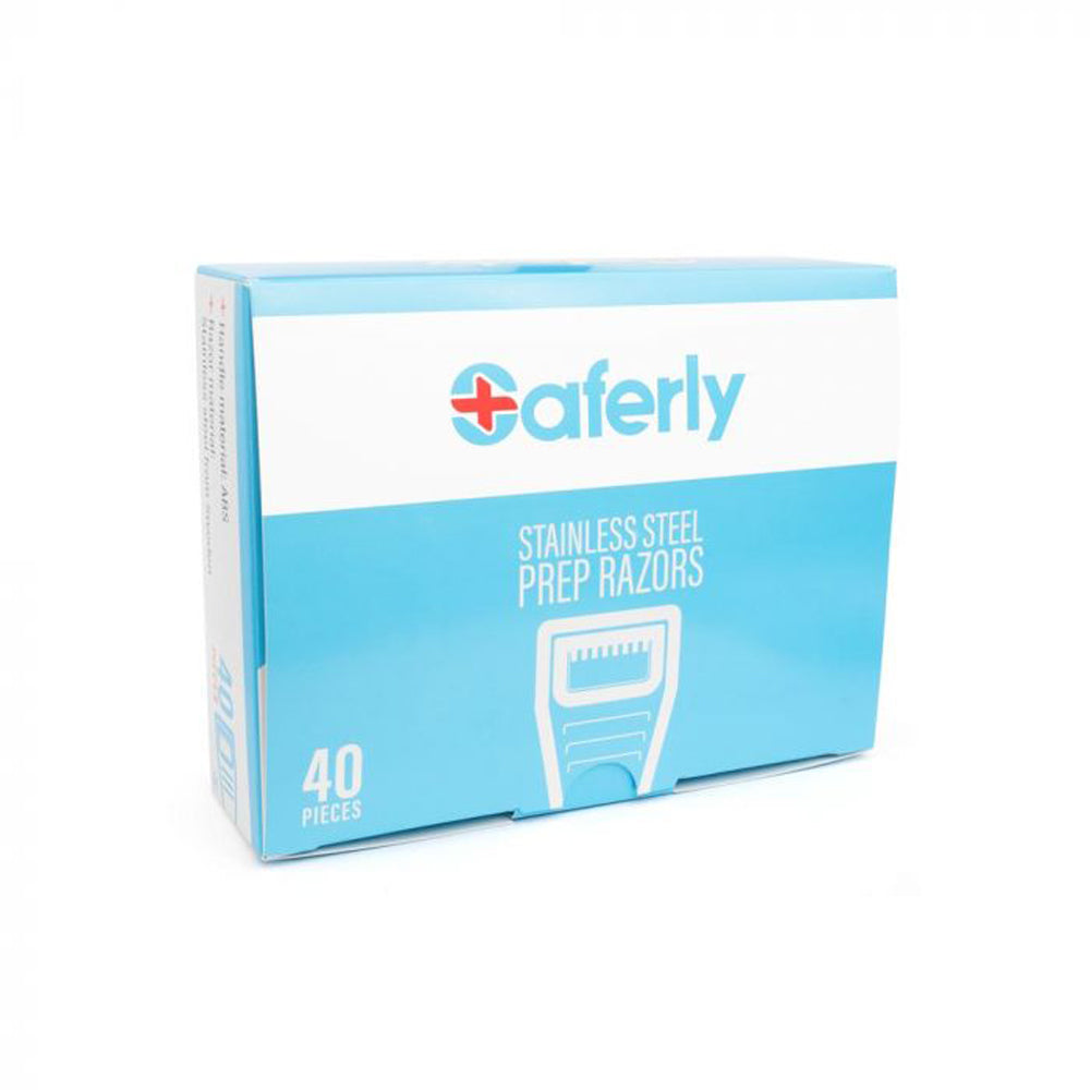 Saferly Stainless Steel Disposable Skin Prep Razors - 40/bx