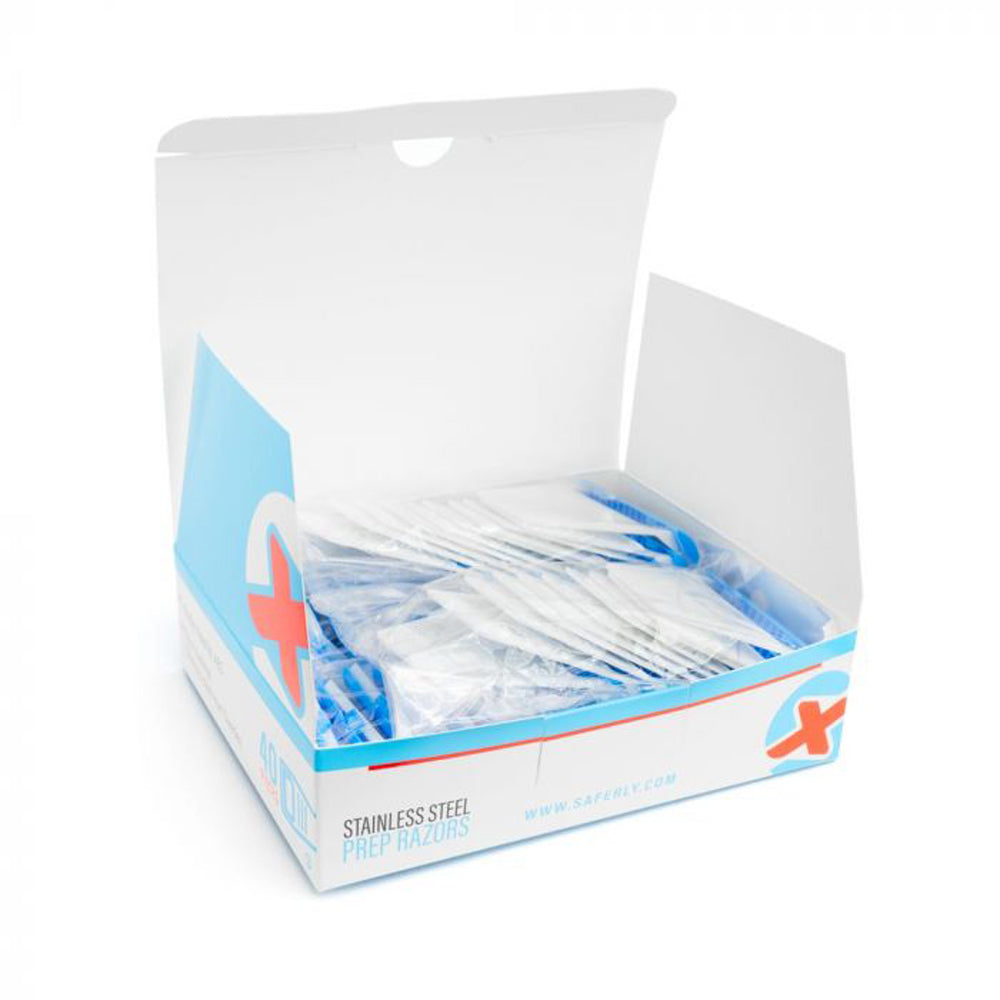 Saferly Stainless Steel Disposable Skin Prep Razors - 40/bx