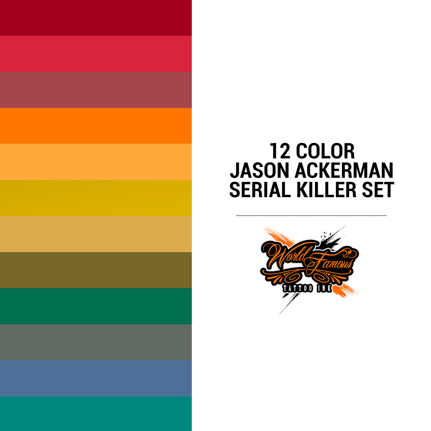 12 Color Jason Ackerman Serial Killer Set 1 oz | World Famous Tattoo Ink