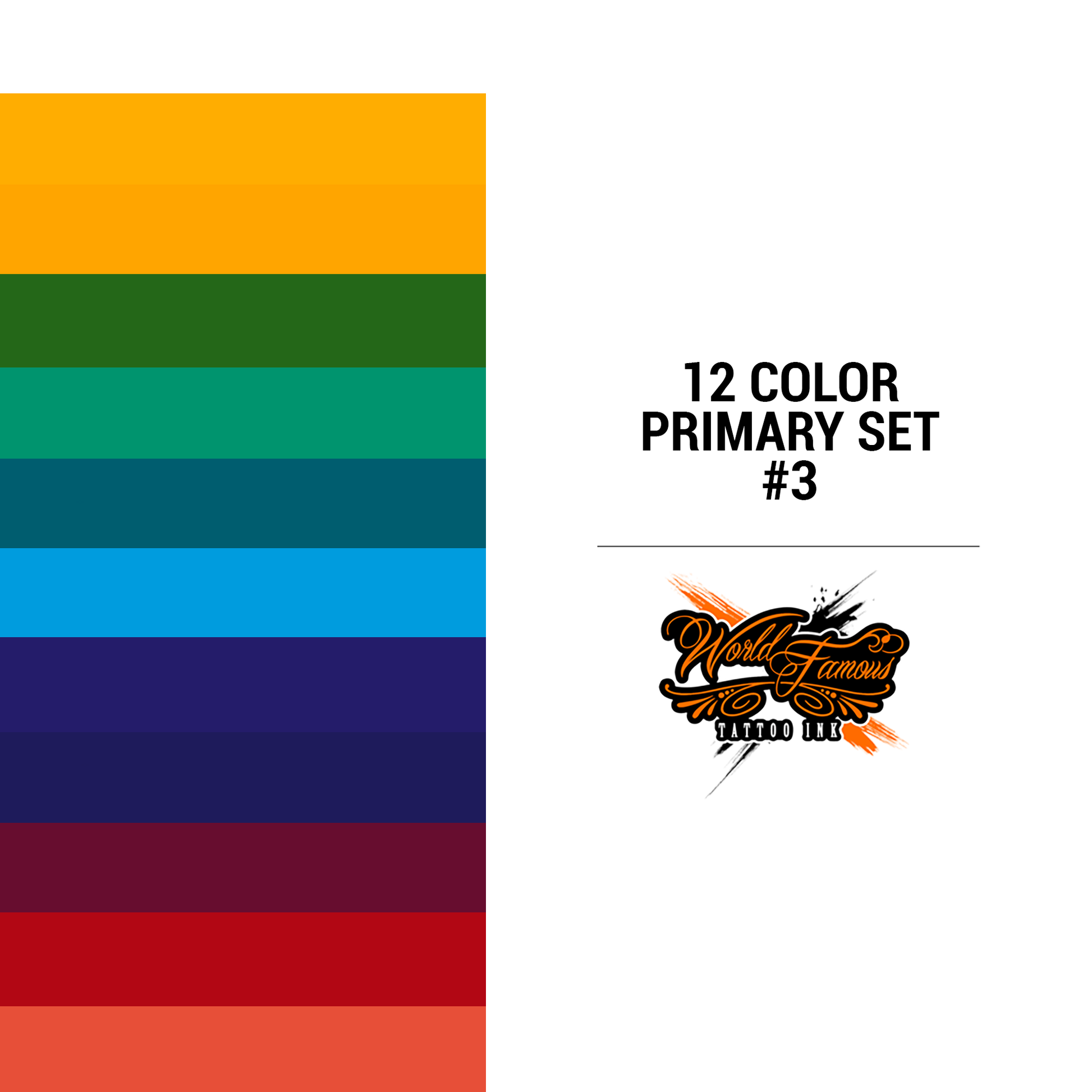 12 Color Primary Set #3 | World Famous Tattoo Ink
