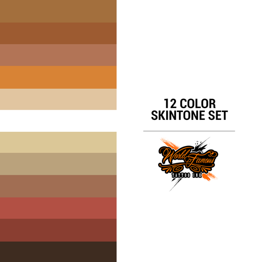 12 Color Skintone Set 1 oz | World Famous Tattoo Ink 12 Color Skintone Set 1 oz | World Famous Tattoo Ink