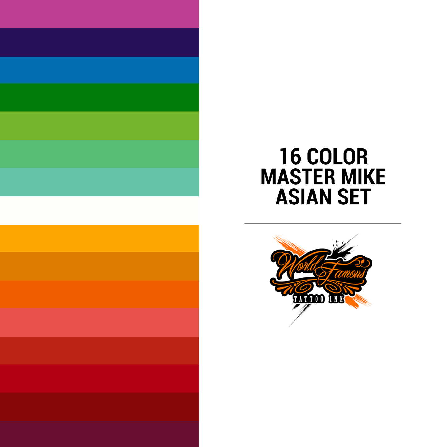 16 Color Master Mike Asian Set | World Famous Tattoo Ink