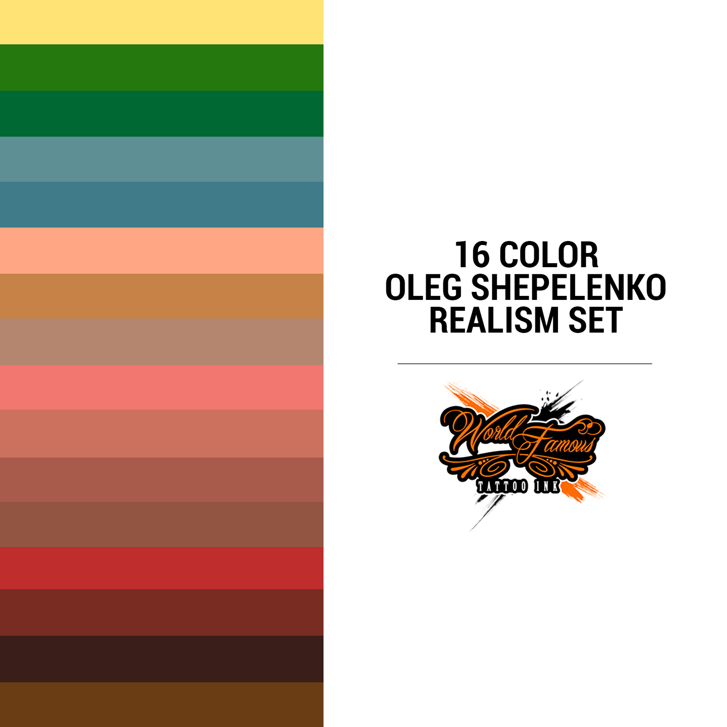 16 Color Oleg Shepelenko Set 1 oz | World Famous Tattoo Ink