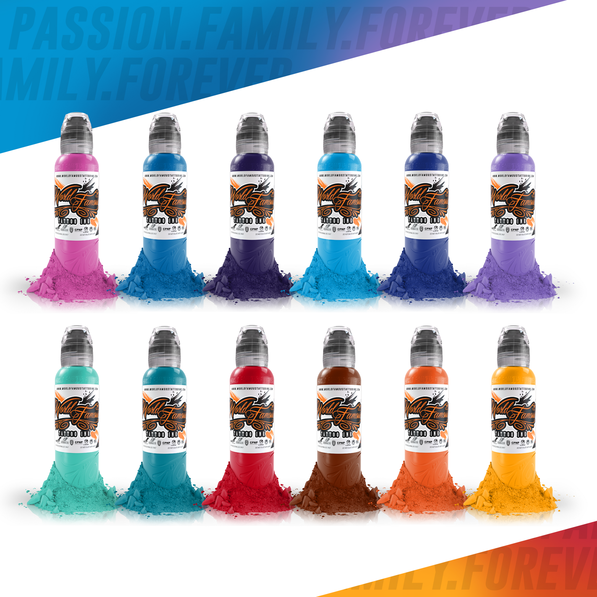 World Famous Tattoo Ink 12 Color Primary Set 2