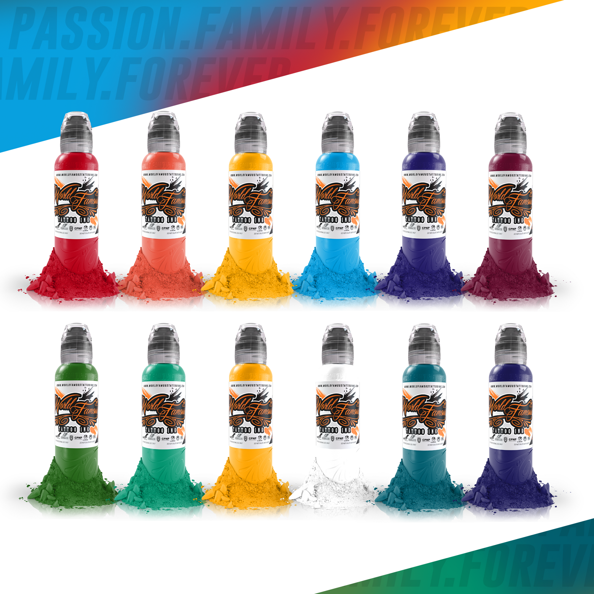12 Color Primary Set #3 | World Famous Tattoo Ink
