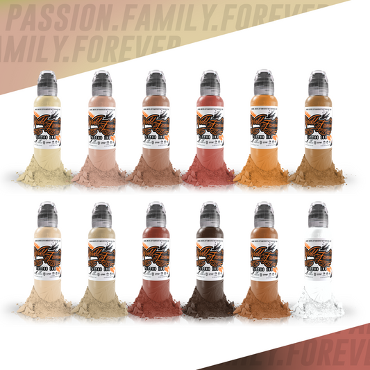 12 Color Skintone Set 1 oz | World Famous Tattoo Ink